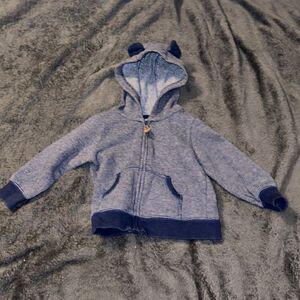 12m carters striped full zip sweatshirt